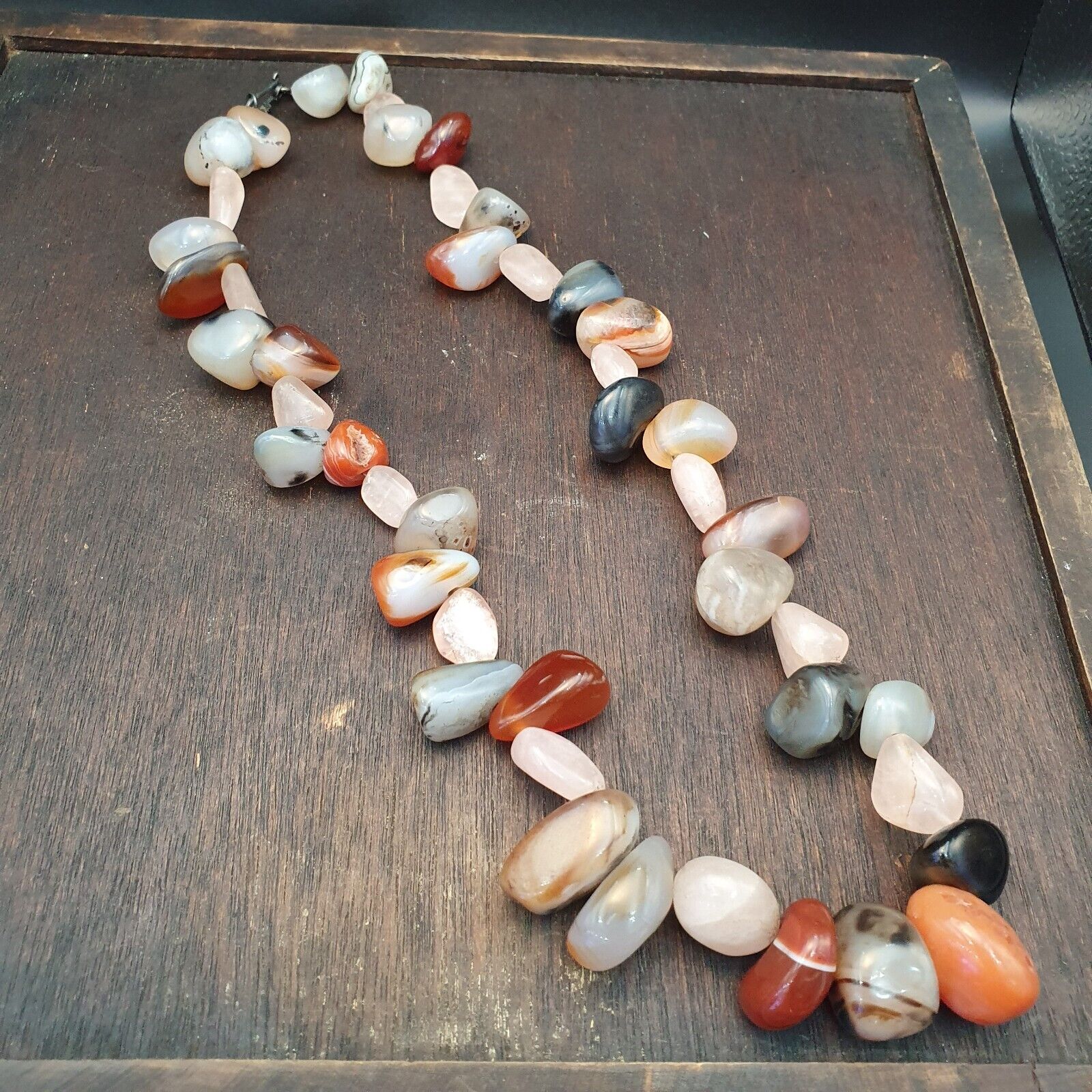 Chinese Tibetan Carnelian Beads Necklace Agate Beads necklace with Silver Lock
