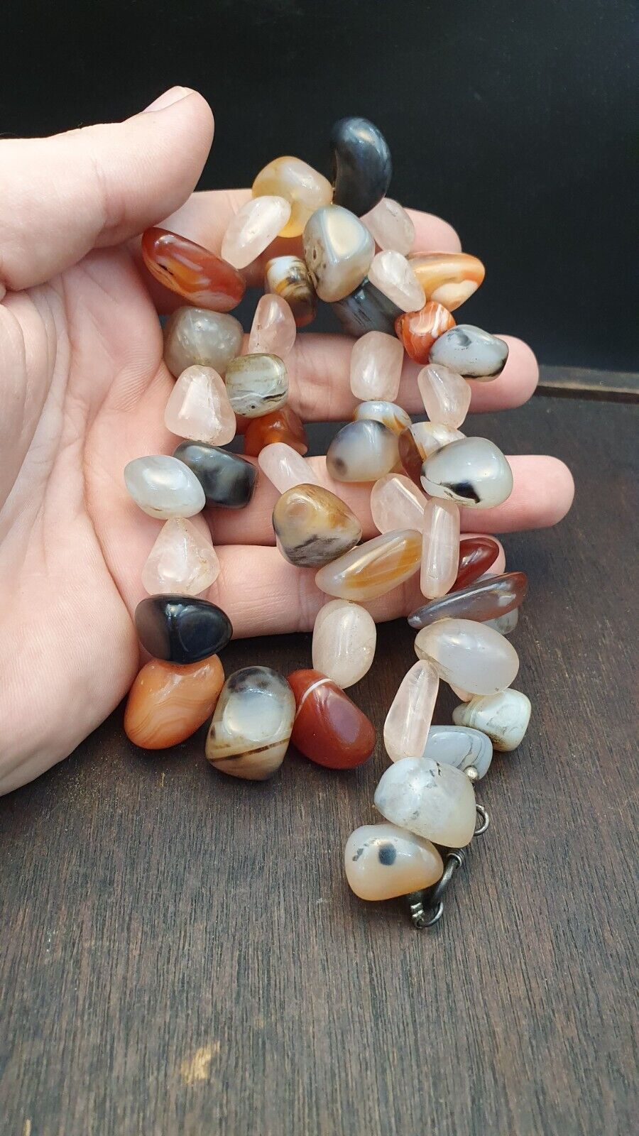 Chinese Tibetan Carnelian Beads Necklace Agate Beads necklace with Silver Lock