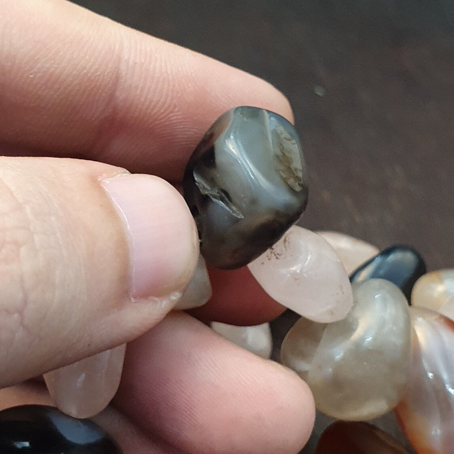 Chinesische tibetische Karneol-Perlen-Halskette. Achat-Perlen-Halskette mit silbernem Verschluss