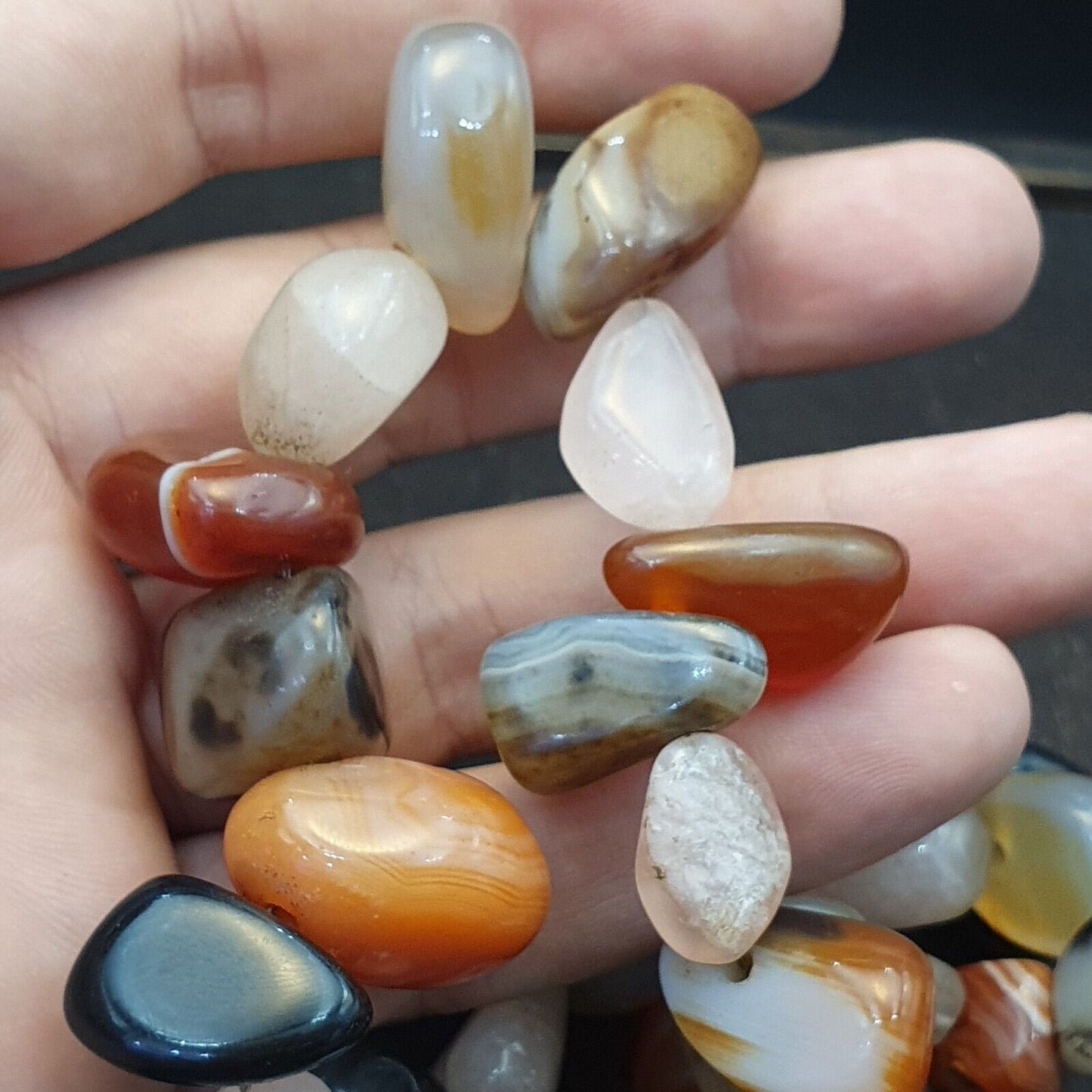 Chinesische tibetische Karneol-Perlen-Halskette. Achat-Perlen-Halskette mit silbernem Verschluss