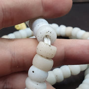 East Oasis Vintage Old African White Glass Antique Beads 11-11.5mm Strand