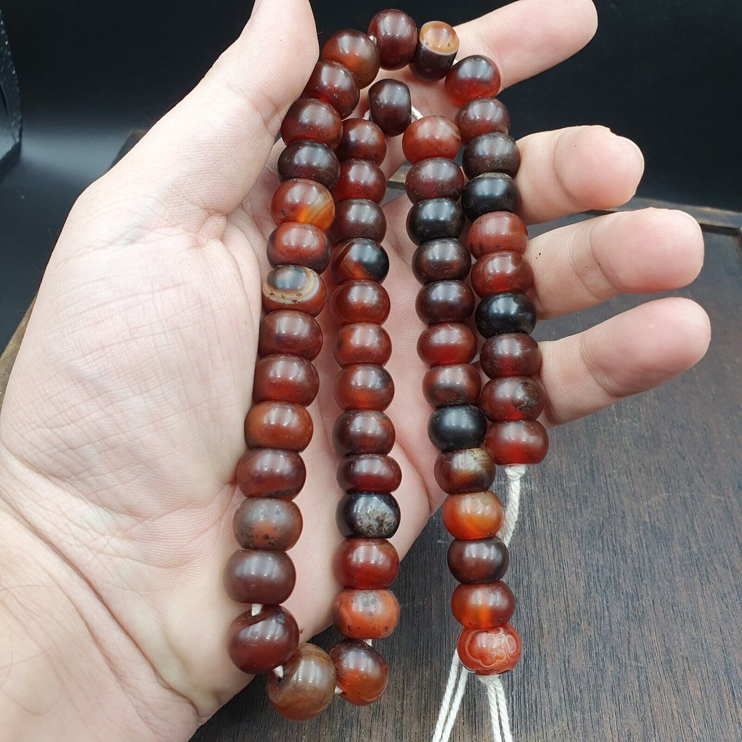 復古珠子古董印藏喜馬拉雅西藏紅玉髓項鍊 14MM