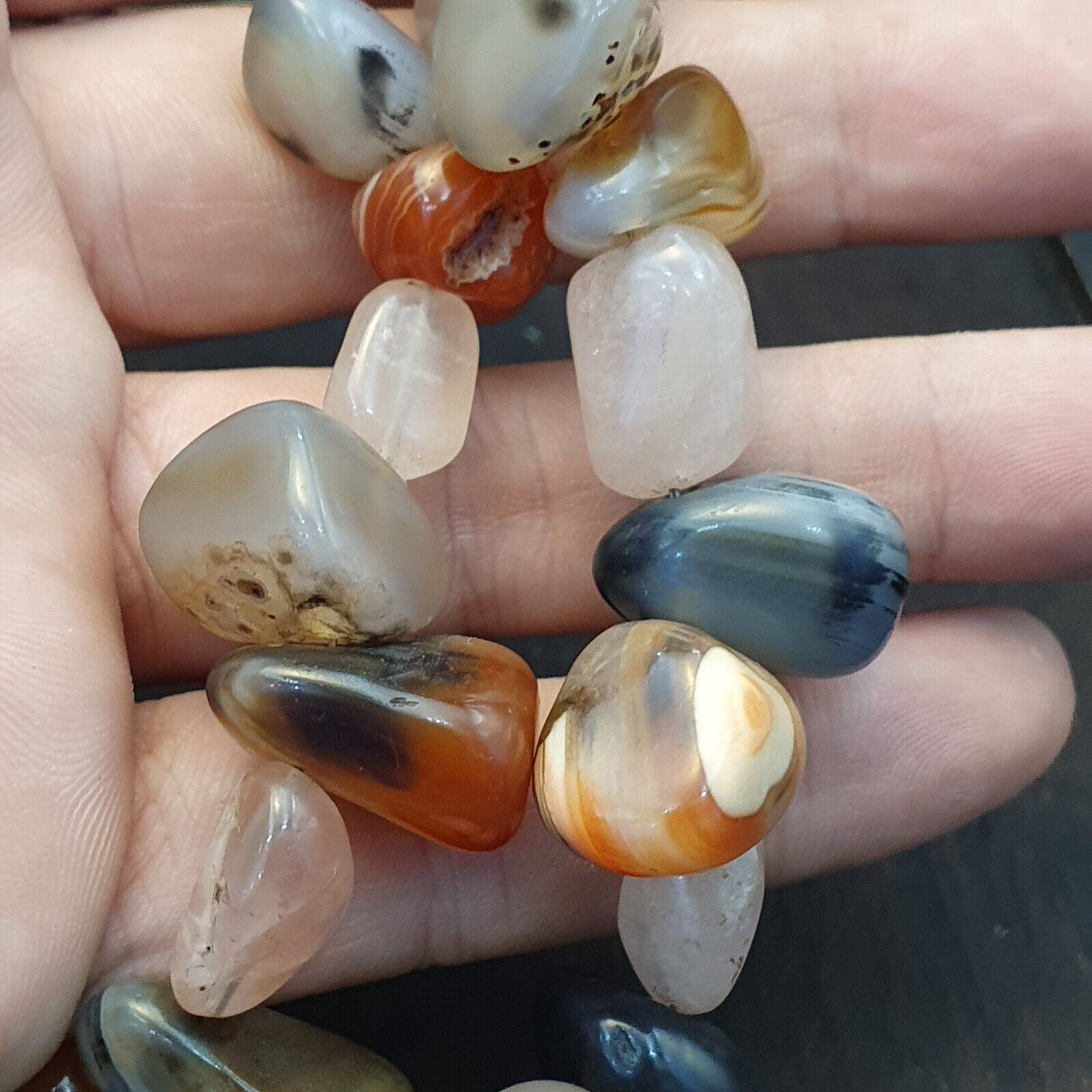 Chinese Tibetan Carnelian Beads Necklace Agate Beads necklace with Silver Lock
