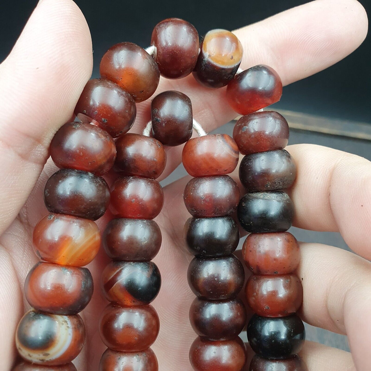 復古珠子古董印藏喜馬拉雅西藏紅玉髓項鍊 14MM