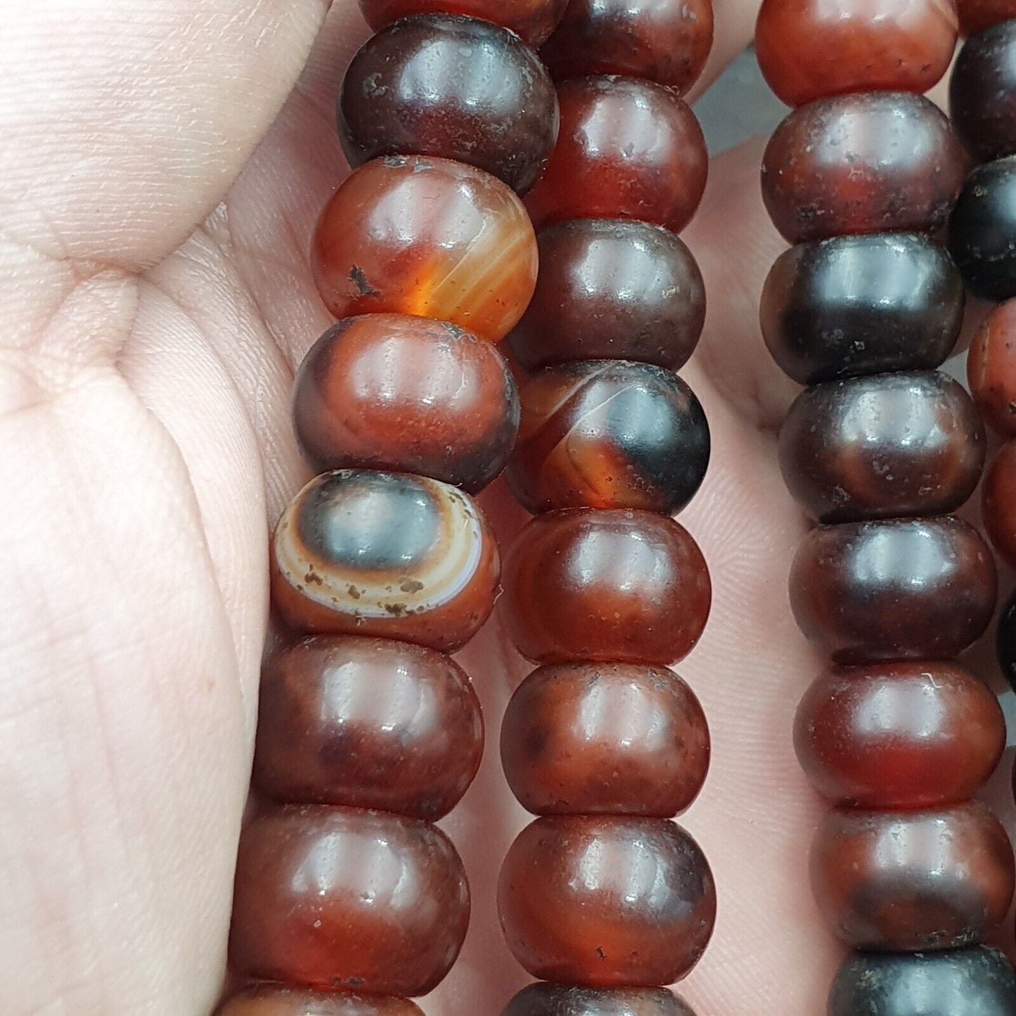復古珠子古董印藏喜馬拉雅西藏紅玉髓項鍊 14MM