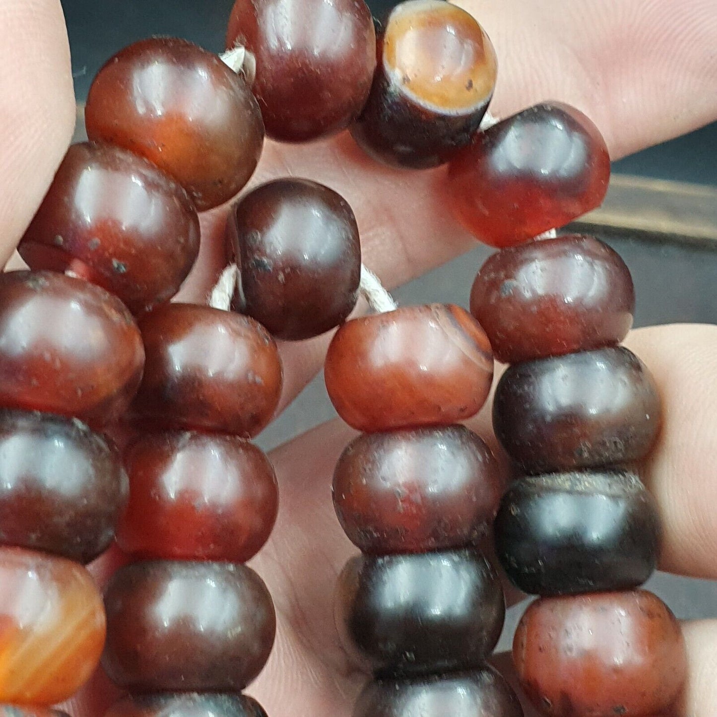 復古珠子古董印藏喜馬拉雅西藏紅玉髓項鍊 14MM