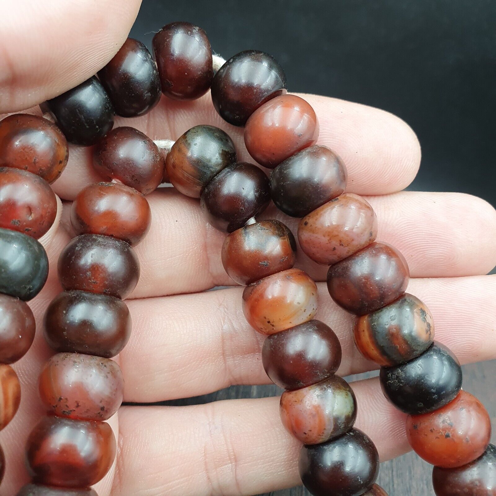 Vintage beads antique Indo Tibetan Himalayan Tibetan Agate necklace 14MM