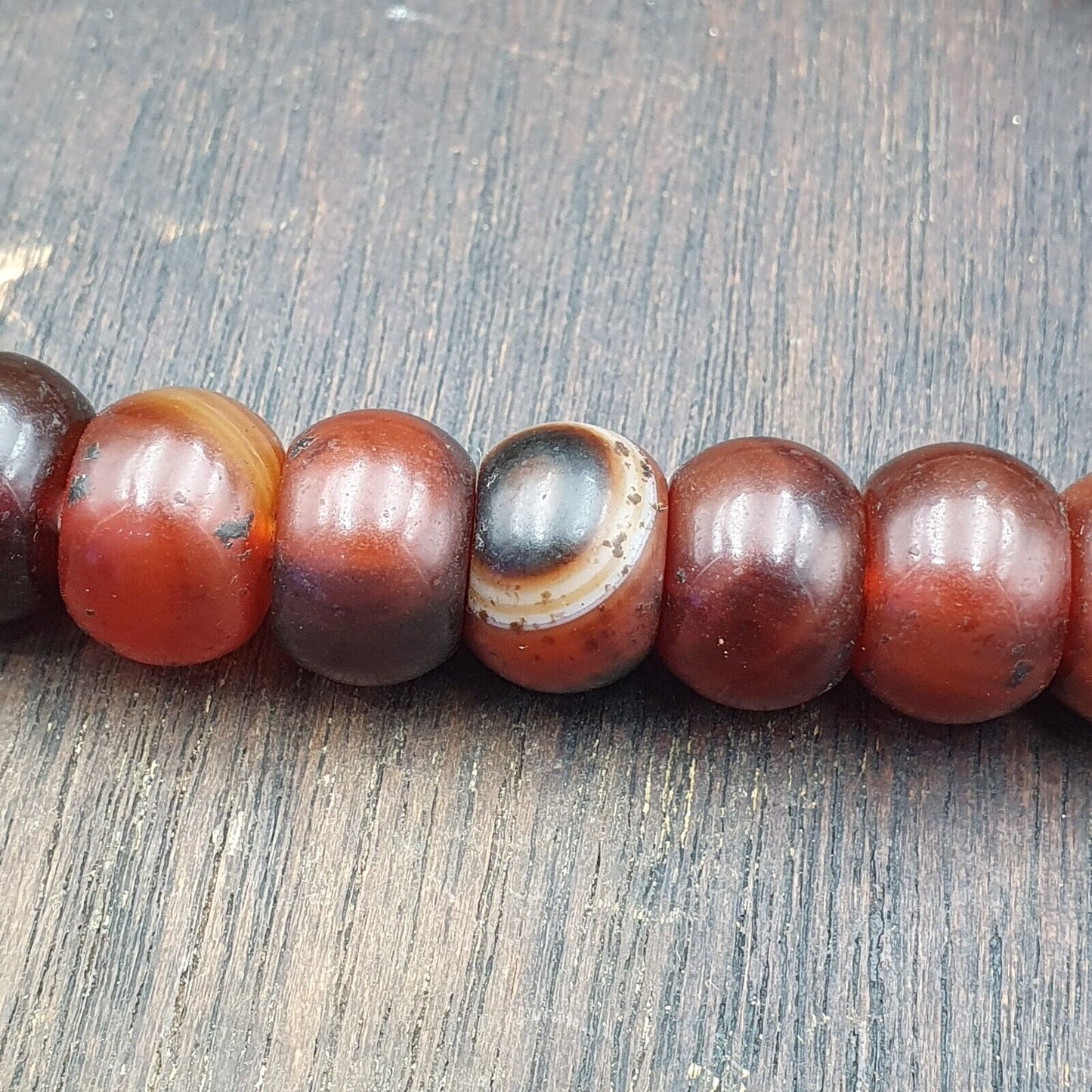復古珠子古董印藏喜馬拉雅西藏紅玉髓項鍊 14MM