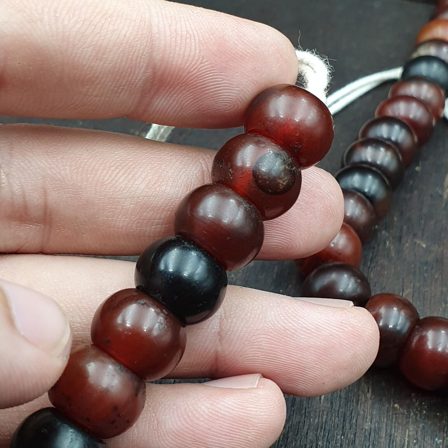 復古珠子古董印藏喜馬拉雅西藏紅玉髓項鍊 14MM