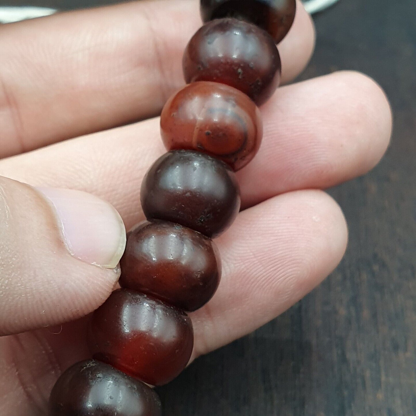 復古珠子古董印藏喜馬拉雅西藏紅玉髓項鍊 14MM