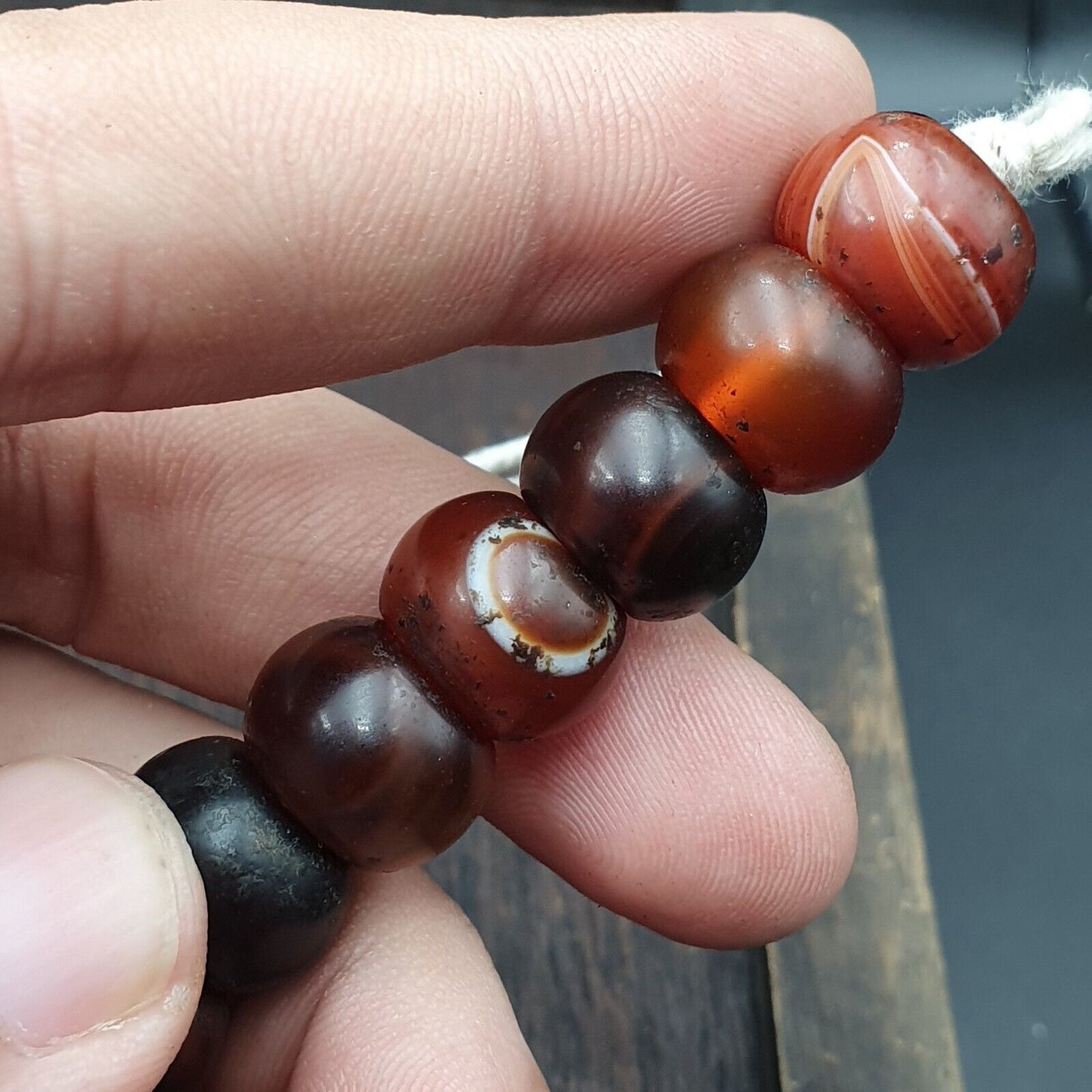 復古珠子古董印藏喜馬拉雅西藏紅玉髓項鍊 14MM