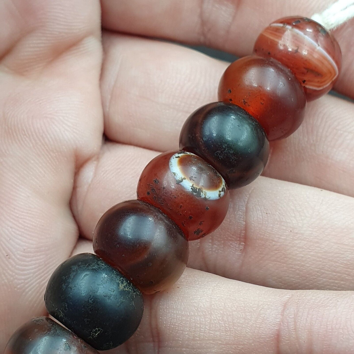 復古珠子古董印藏喜馬拉雅西藏紅玉髓項鍊 14MM