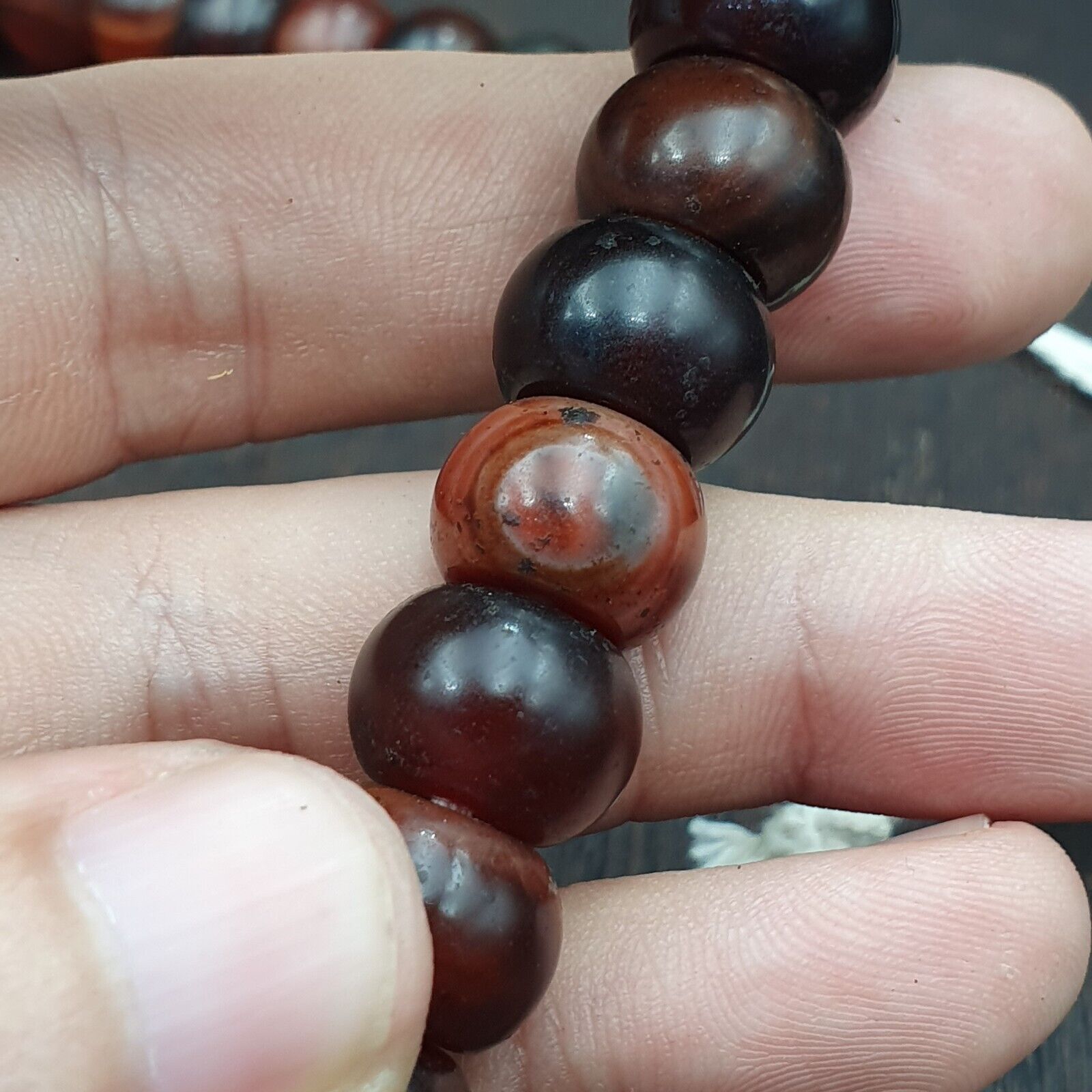 Vintage beads antique Indo Tibetan Himalayan Tibetan Agate necklace 14MM