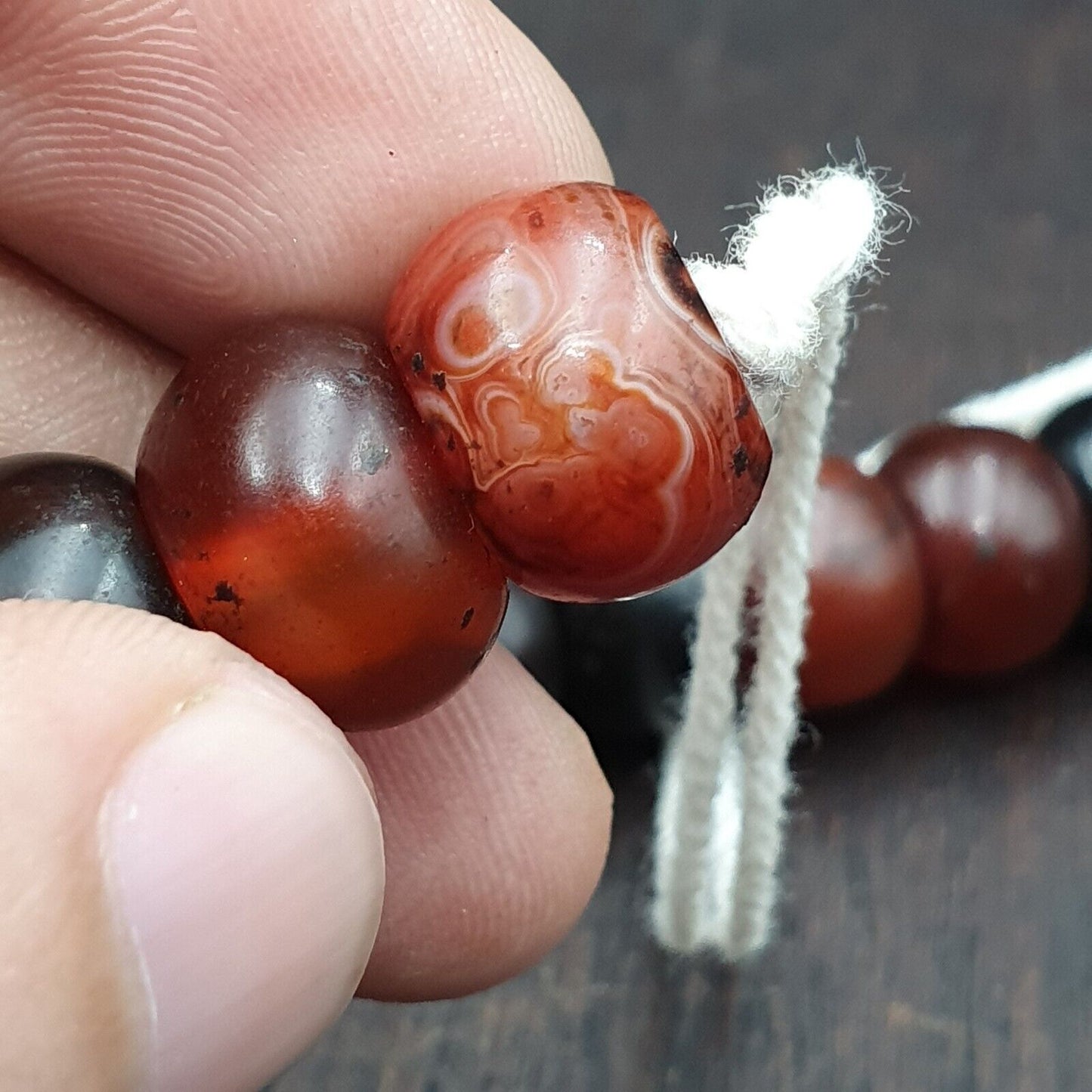 復古珠子古董印藏喜馬拉雅西藏紅玉髓項鍊 14MM