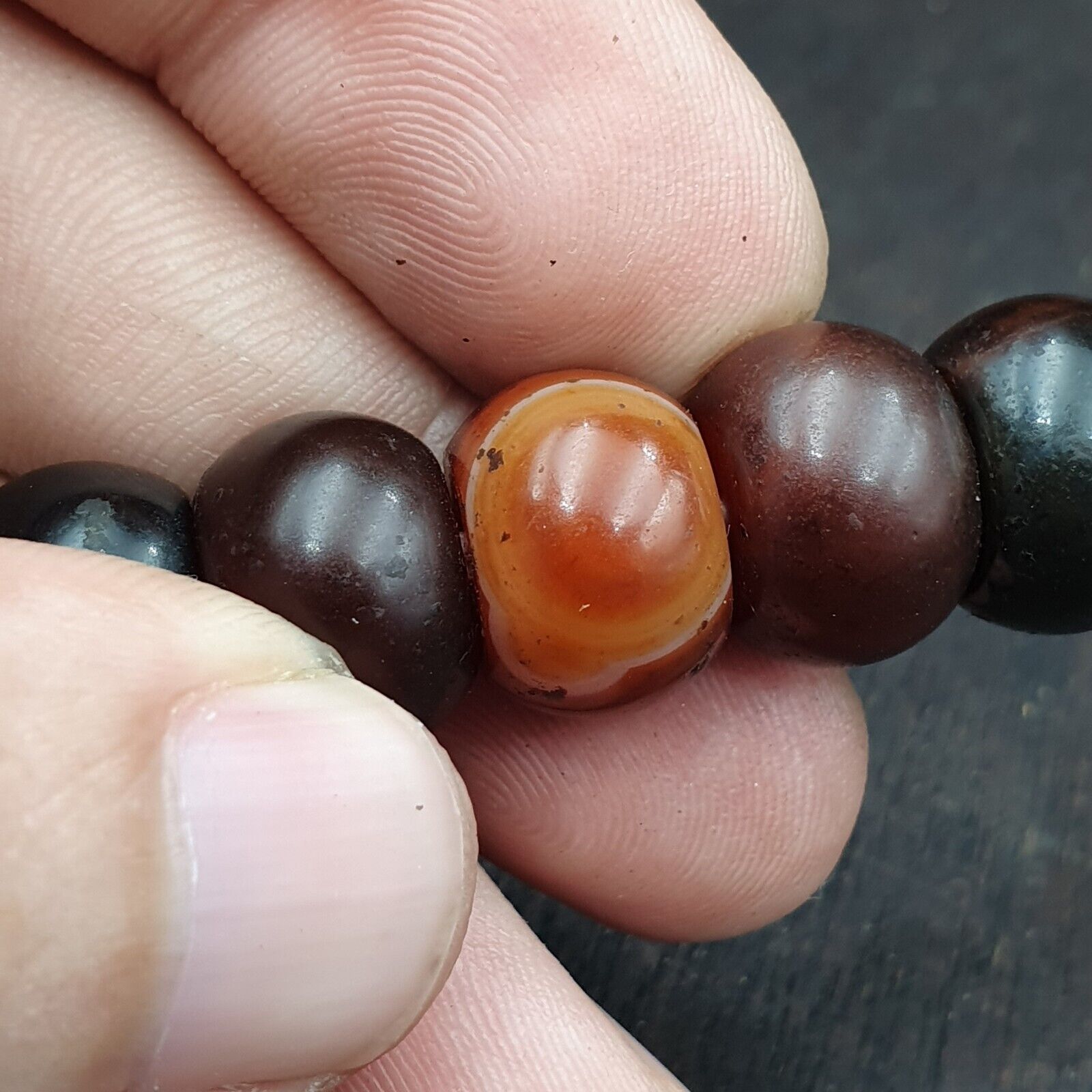 Vintage beads antique Indo Tibetan Himalayan Tibetan Agate necklace 14MM