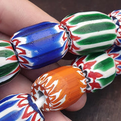 Antique Venetian inspired African Multi color Glass  Chevron Beads Necklace