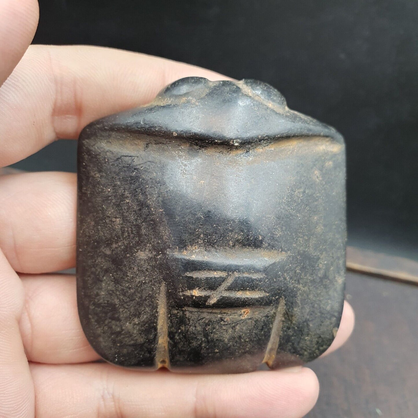 古董黑石玉石手工雕刻護身符吊墜珠磁石
