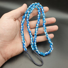 Strand vintage Glass beads Fancy White Stipes glass beads long Necklaces