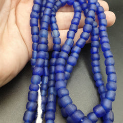 Lot 2 Vintage OLD AFRICAN RED & white GLASS  Stripes BEADS 7-9MM beads Strand