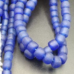 Lot 2 Vintage OLD AFRICAN RED & white GLASS  Stripes BEADS 7-9MM beads Strand