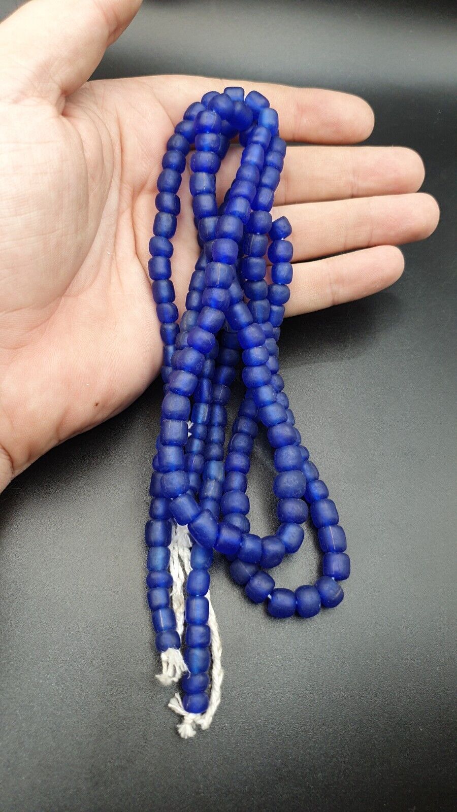 Lot 2 Vintage OLD AFRICAN RED & white GLASS  Stripes BEADS 7-9MM beads Strand