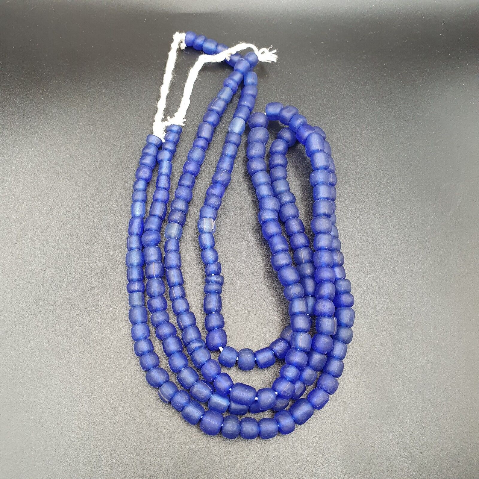 Lot 2 Vintage OLD AFRICAN RED & white GLASS  Stripes BEADS 7-9MM beads Strand