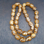 East Oasis Vintage Honey Yellow Candy Fancy Glass Trade Beads 12mm Full Strand