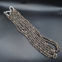 Lot 2 Vintage OLD AFRICAN Black GLASS ANTIQUE Stripes BEADS 7-8MM  beads Strand