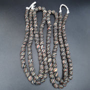 East Oasis Vintage African Black Striped Glass Bead Strands, Lot of 2 at 7-8mm