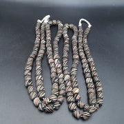 East Oasis Vintage African Black Striped Glass Bead Strands, Lot of 2 at 7-8mm