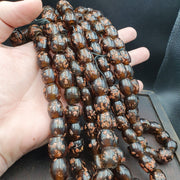 East Oasis Vintage Aventurine Brown Fancy Glass Trade Beads 15x15mm Chunky Strand