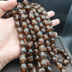 Vintage glass beads aventurine BROWN fancy trade Beads 15x15MM