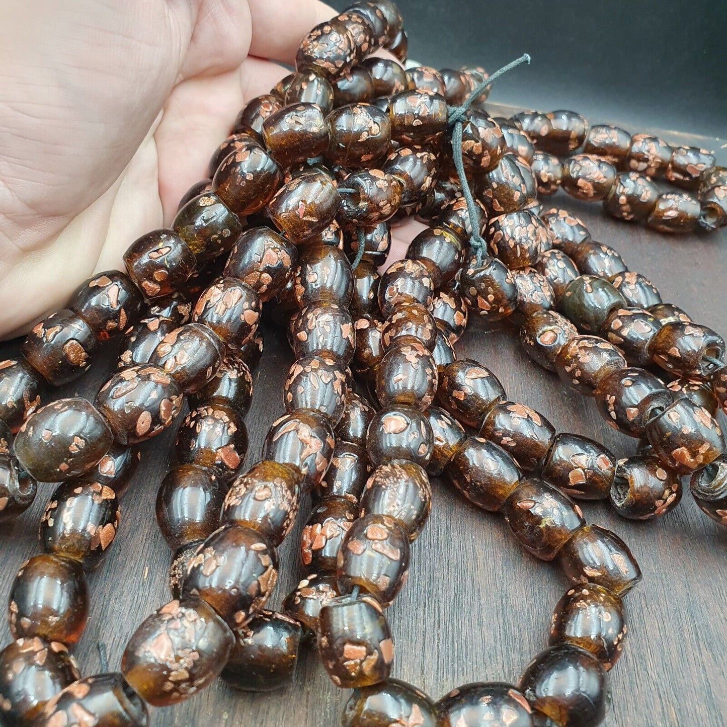 復古玻璃珠東陵棕色花式貿易珠 15x15MM