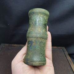 CARVED WITH DRAGON DECORATION OLD CHINESE ANTIQUES JADE SNUFF BOTTLE,