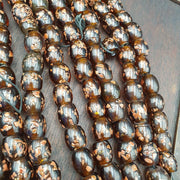 East Oasis Vintage Aventurine Brown Fancy Glass Trade Beads 15x15mm Chunky Strand