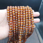 East Oasis Vintage Brown Fancy Glass Trade Beads 9.5mm Full Strand