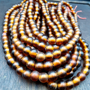 East Oasis Vintage Brown Fancy Glass Trade Beads 9.5mm Full Strand