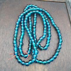Vintage glass beads Aqua Blue fancy Beads 10.5MM-11MM Strand