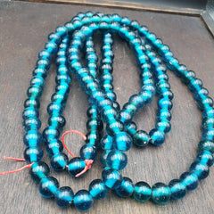 Vintage glass beads Aqua Blue fancy Beads 10.5MM-11MM Strand