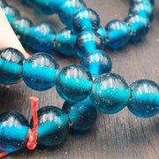 East Oasis Vintage Aqua Blue Glass Trade Beads - Fancy 10.5-11mm Full Strand