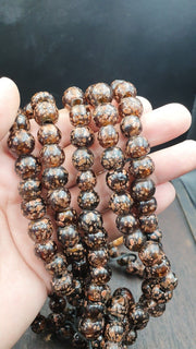 East Oasis Vintage Aventurine Brown Fancy Glass Trade Beads 12mm Full Strand Ref 05