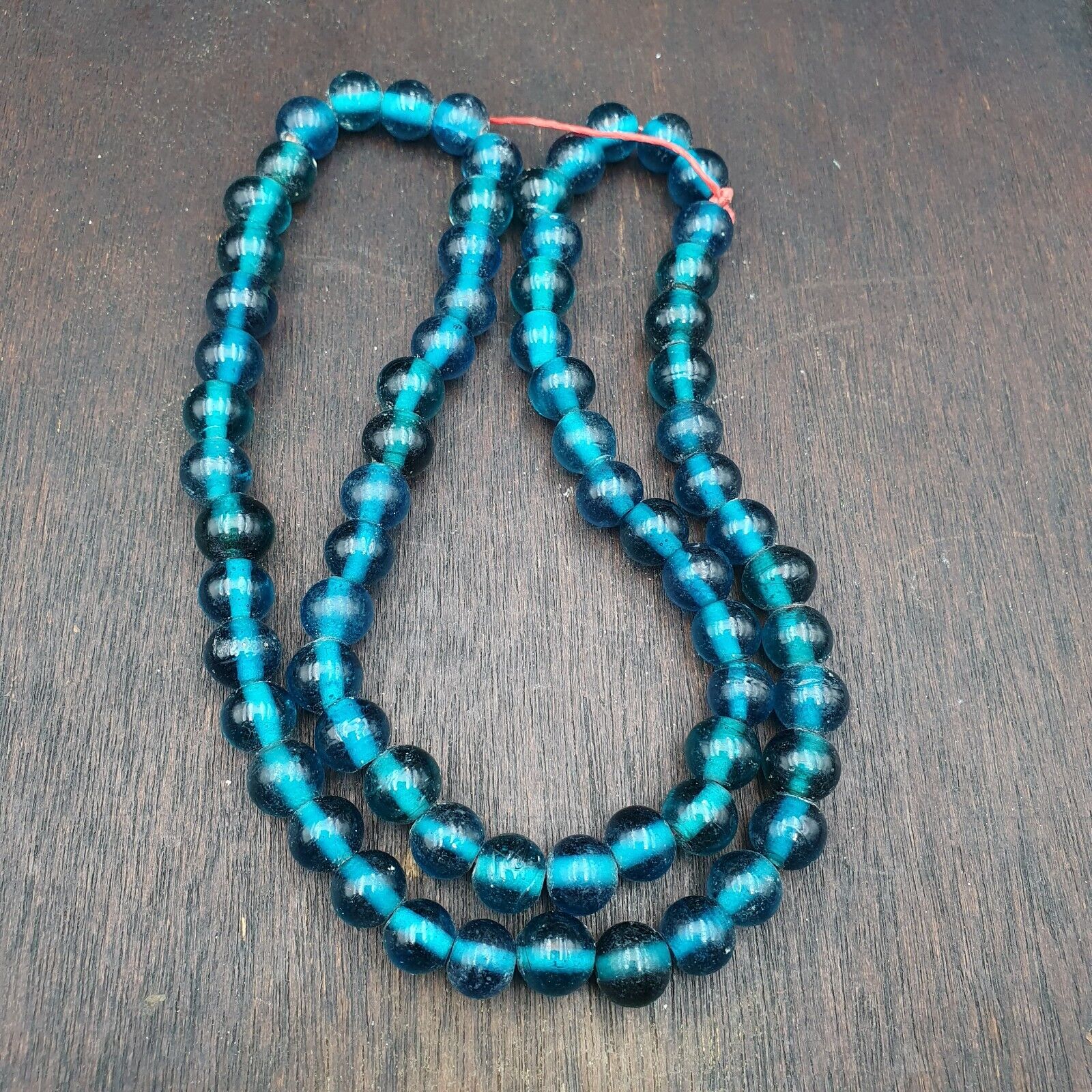 Vintage glass beads Aqua Blue fancy Beads 10.5MM-11MM Strand