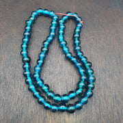 East Oasis Vintage Aqua Blue Glass Trade Beads - Fancy 10.5-11mm Full Strand