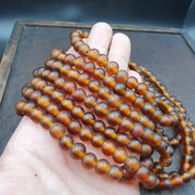 East Oasis Vintage Brown Fancy Glass Trade Beads 9.5mm Full Strand