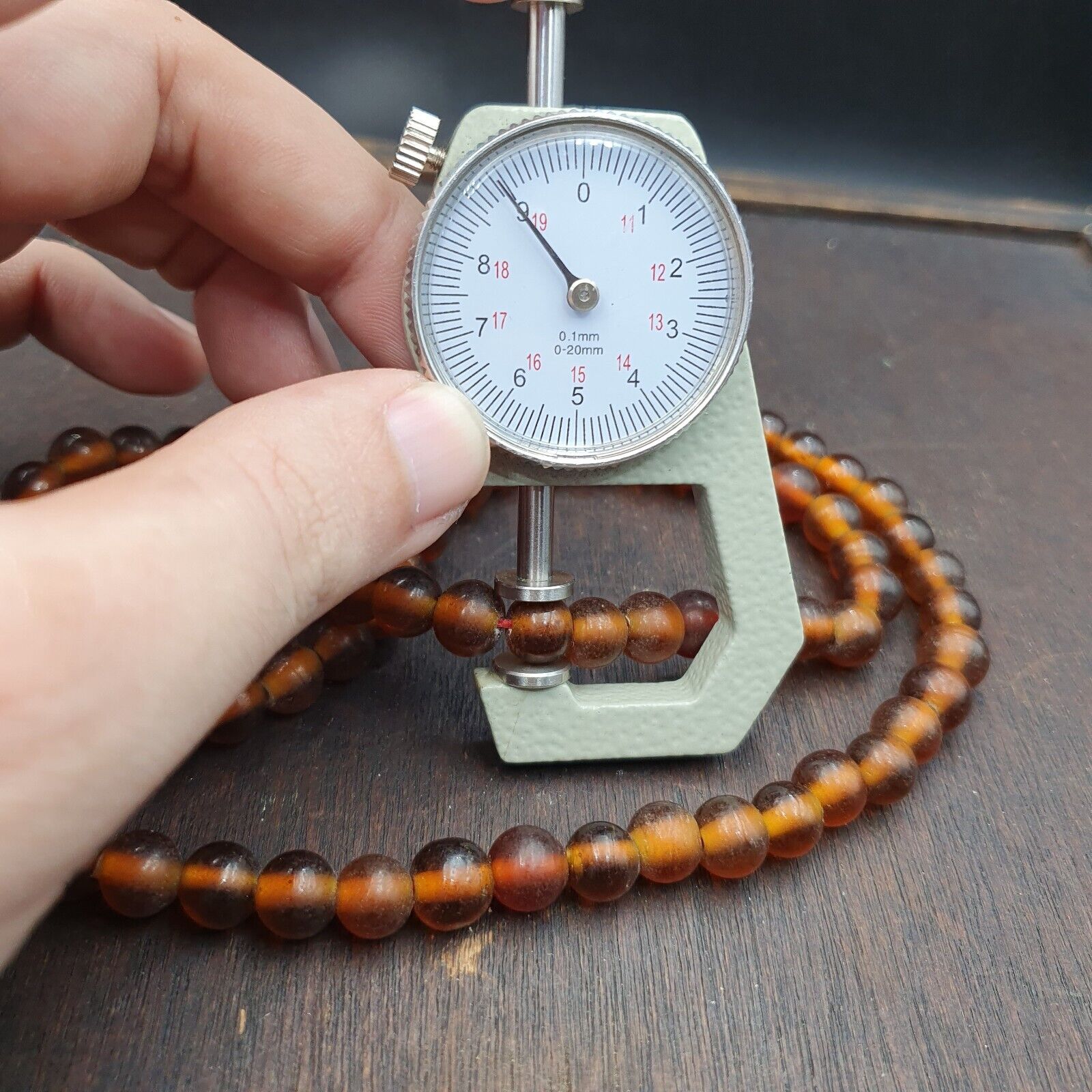 Vintage glass beads BROWN fancy trade Beads 9.5MM Strand