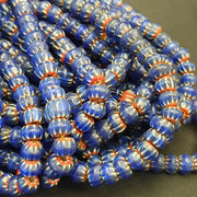 East Oasis Vintage Blue Chevron Glass Beads - Venetian African 9mm 26 Inch Strand