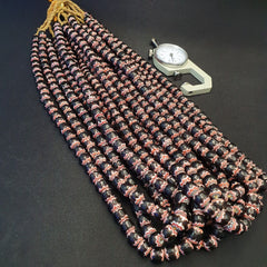 Vintage Venetian Style beads Old African black Chevron Beads 9-9.5mm Long Strand