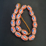 East Oasis Antique Venetian Inspired Blue Glass Chevron Trade Beads 18mm x 24mm