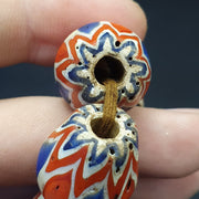 East Oasis Antique Venetian Inspired Blue Glass Chevron Trade Beads 18mm x 24mm