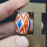 East Oasis Antique Venetian Inspired Blue Glass Chevron Trade Beads 18mm x 24mm